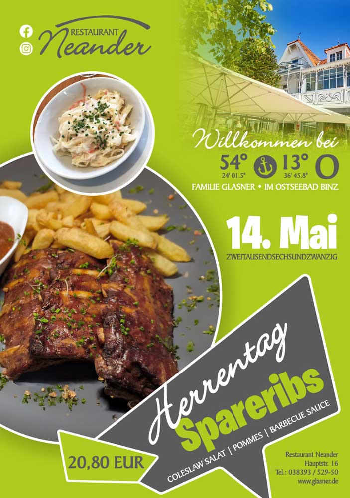 Spareribs Herrentag Restaurant
